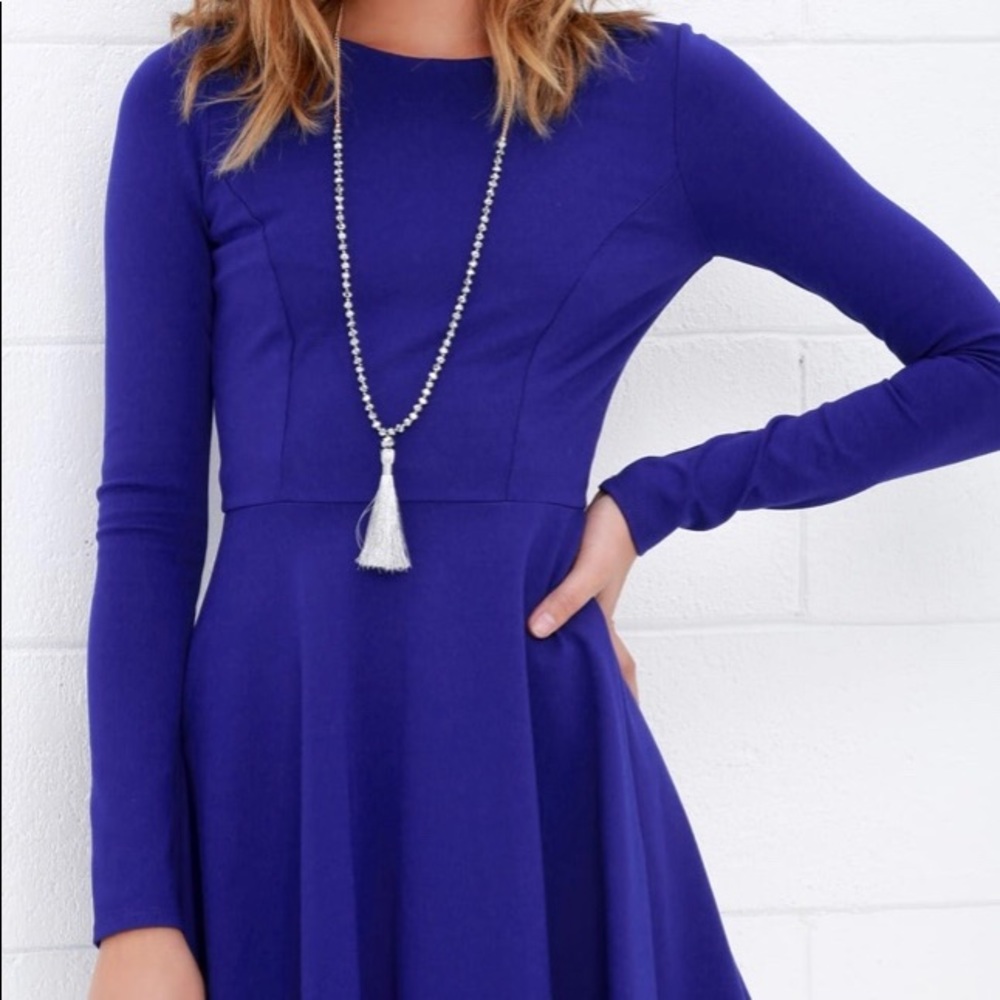 Lulu’s forever chic royal blue skater dress